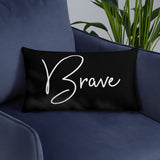 Throw Pillow Black 20in x 12in - Brave