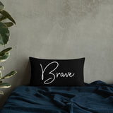 Throw Pillow Black 20in x 12in - Brave