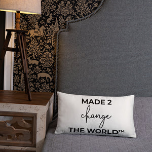 Throw Pillow White 20in x 12in - MADE 2 CHANGE THE WORLD™