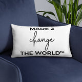 Throw Pillow White 20in x 12in - MADE 2 CHANGE THE WORLD™