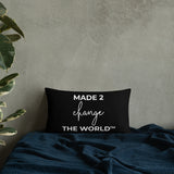 Throw Pillow Black 20in x 12in - MADE 2 CHANGE THE WORLD™