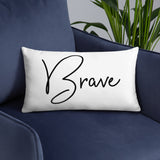 Throw Pillow White 20in x 12in - Brave