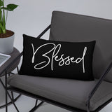 Throw Pillow Black 20in x 12in - Blessed