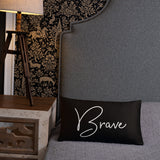 Throw Pillow Black 20in x 12in - Brave
