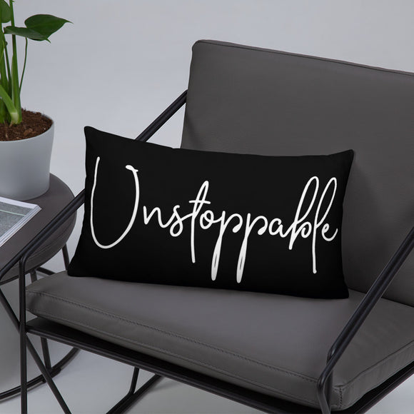 Throw Pillow Black 20in x 12in - Unstoppable