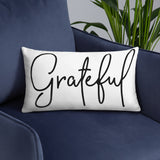 Throw Pillow White 20in x 12in - Grateful