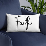 Throw Pillow White 20in x 12in - Faith